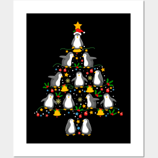 Penguins Christmas Tree Posters and Art